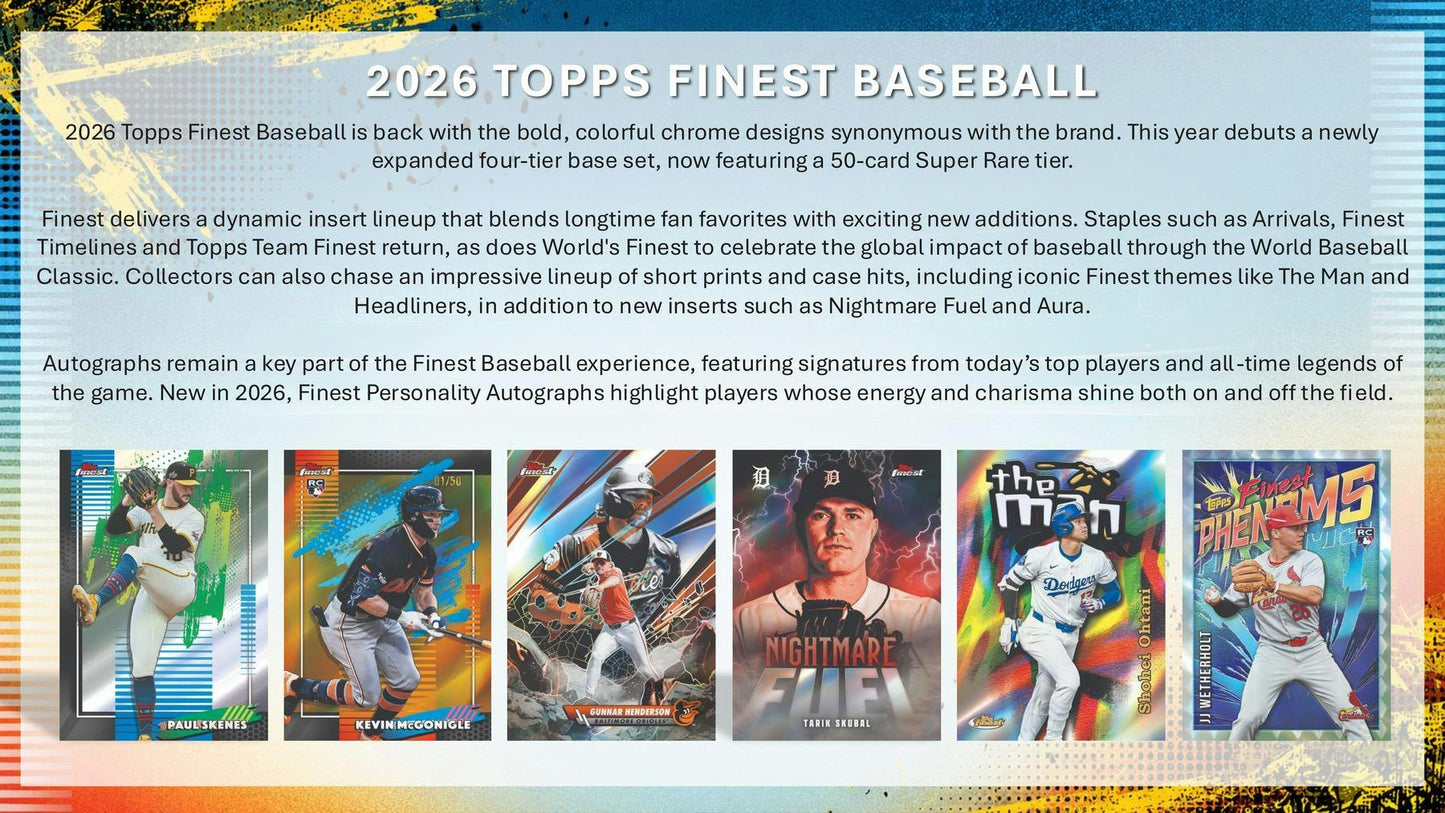 2026 Topps Finest Baseball Hobby Box | Columbia Sports Cards | Columbia Hobby - Sports Card Boxes - Toploaders - Card Savers.