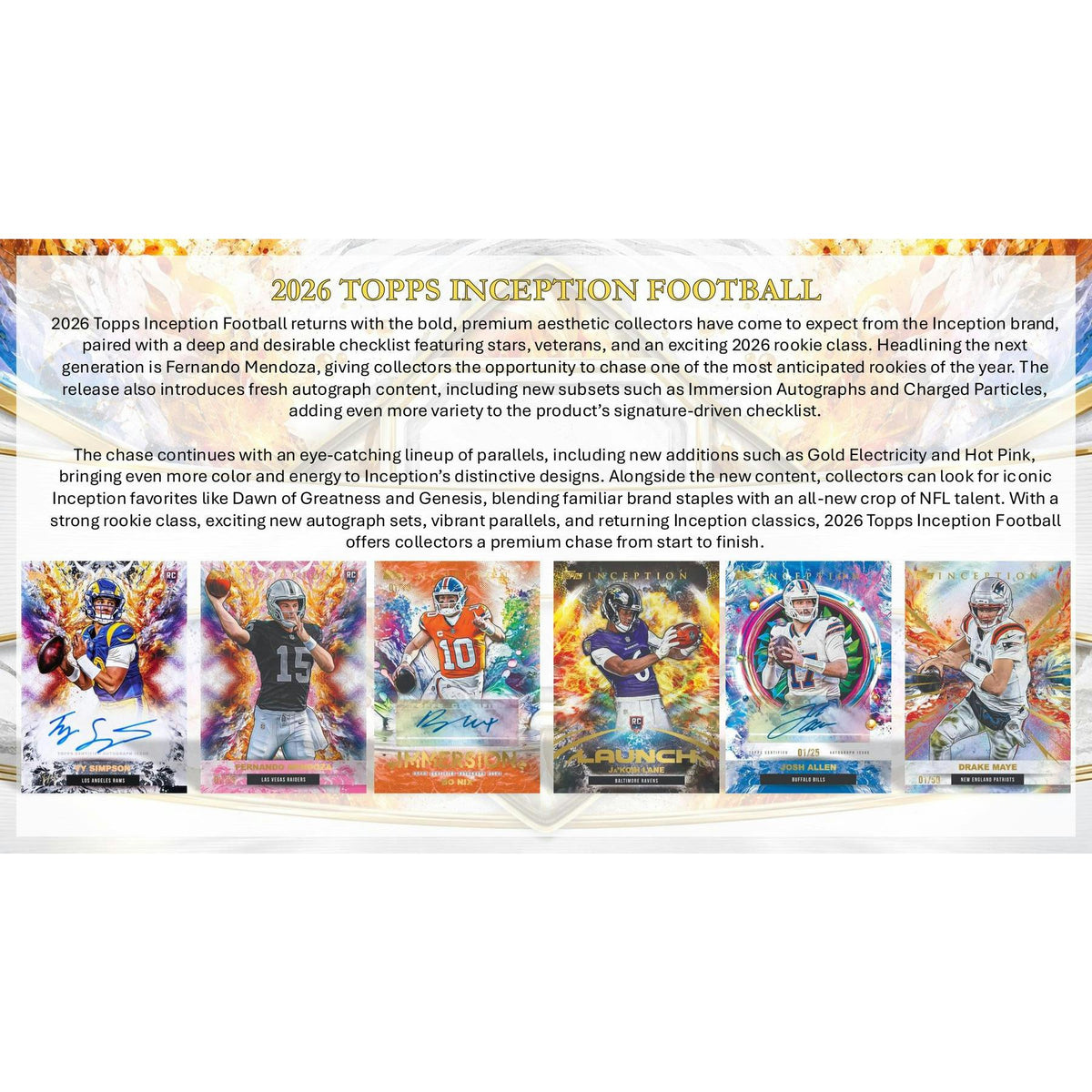 2026 Topps Inception Football Hobby Box sell sheet 2