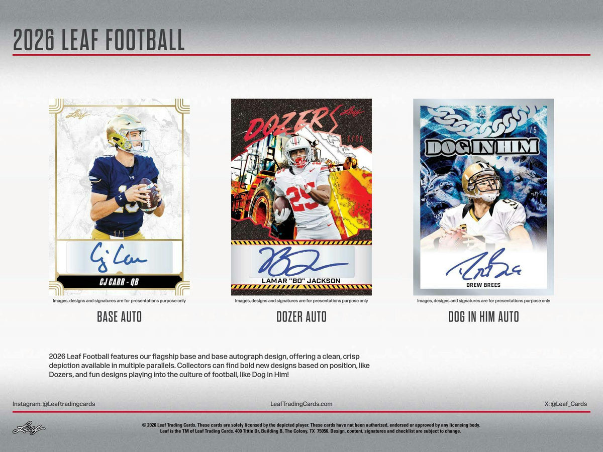 2026 Leaf Football Hobby Box sell sheet 1