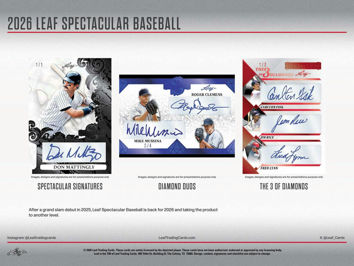2026 Leaf Spectacular Baseball Hobby Box sell sheet 1