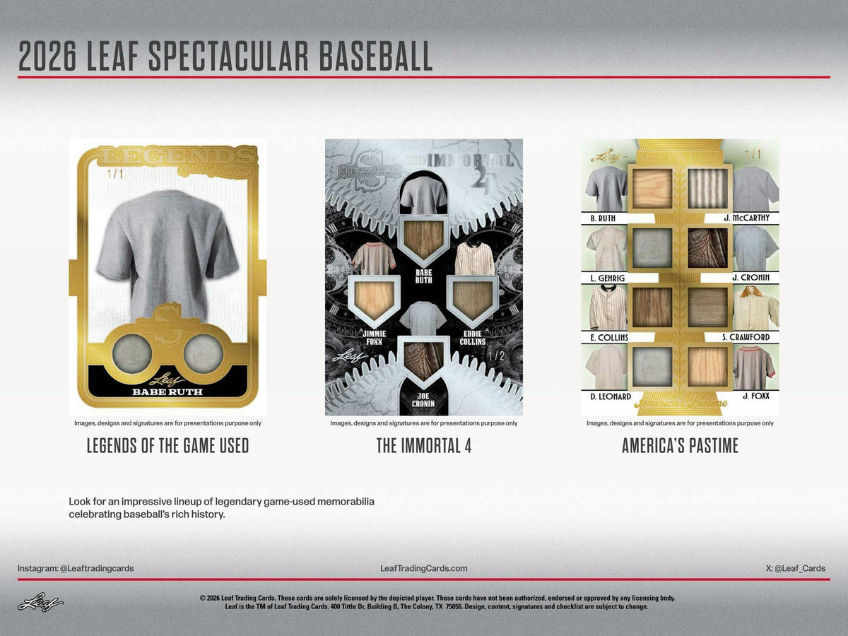 2026 Leaf Spectacular Baseball Hobby Box sell sheet 2