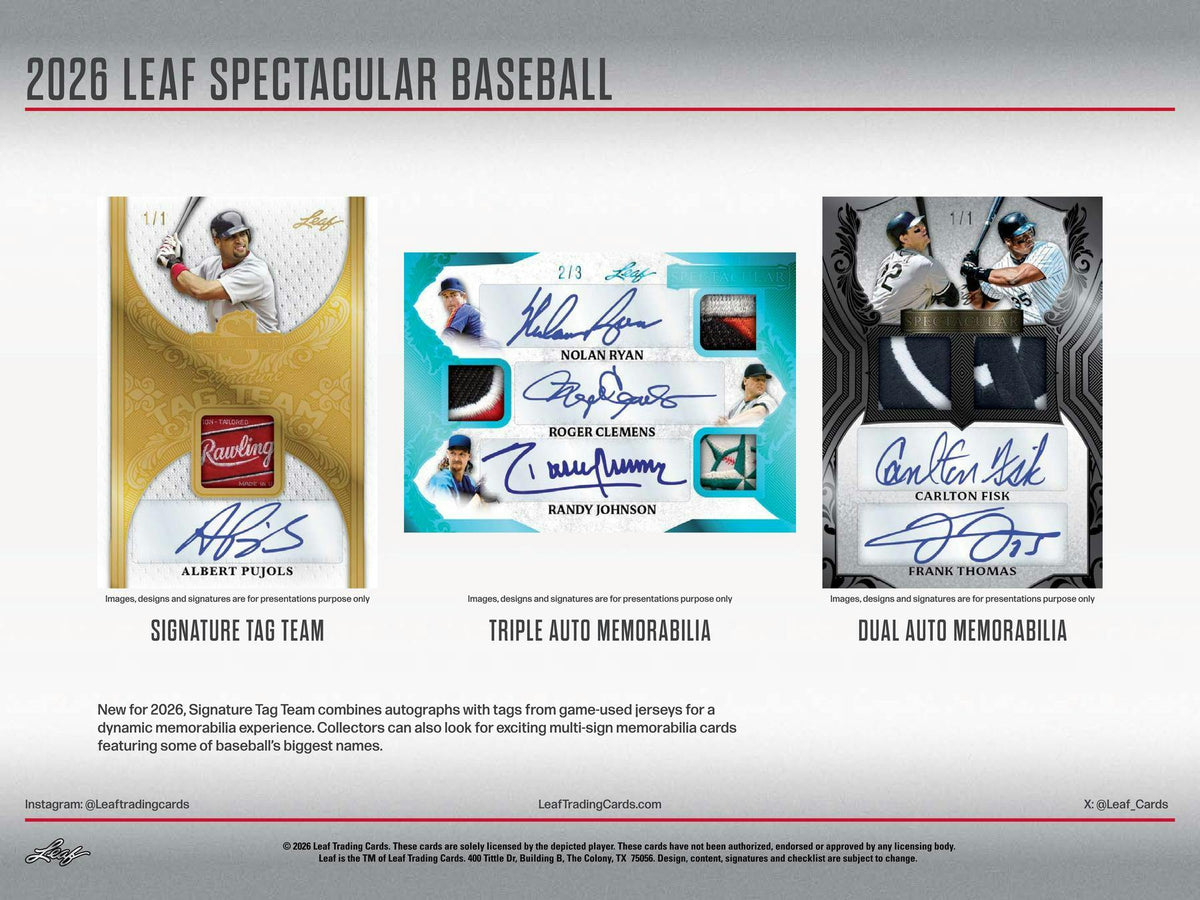 2026 Leaf Spectacular Baseball Hobby Box sell sheet 3
