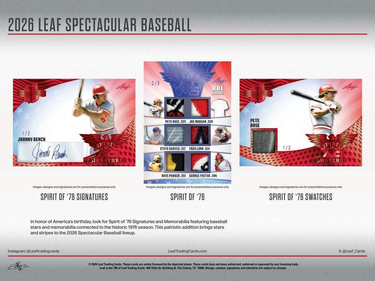 2026 Leaf Spectacular Baseball Hobby Box sell sheet 5