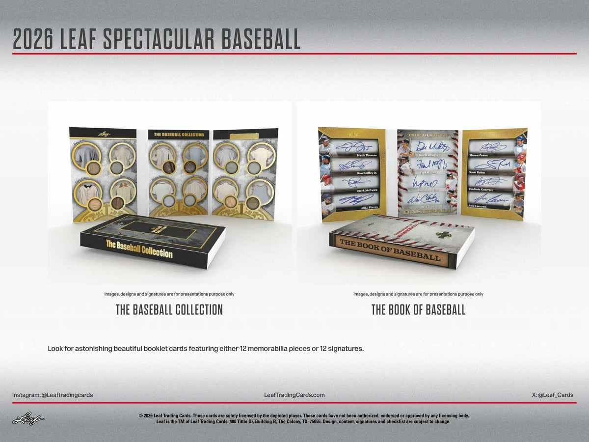 2026 Leaf Spectacular Baseball Hobby Box sell sheet 6