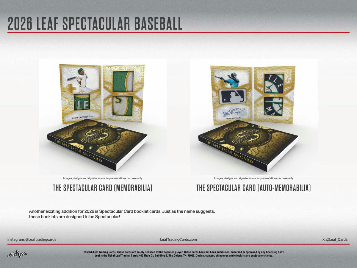 2026 Leaf Spectacular Baseball Hobby Box sell sheet 7
