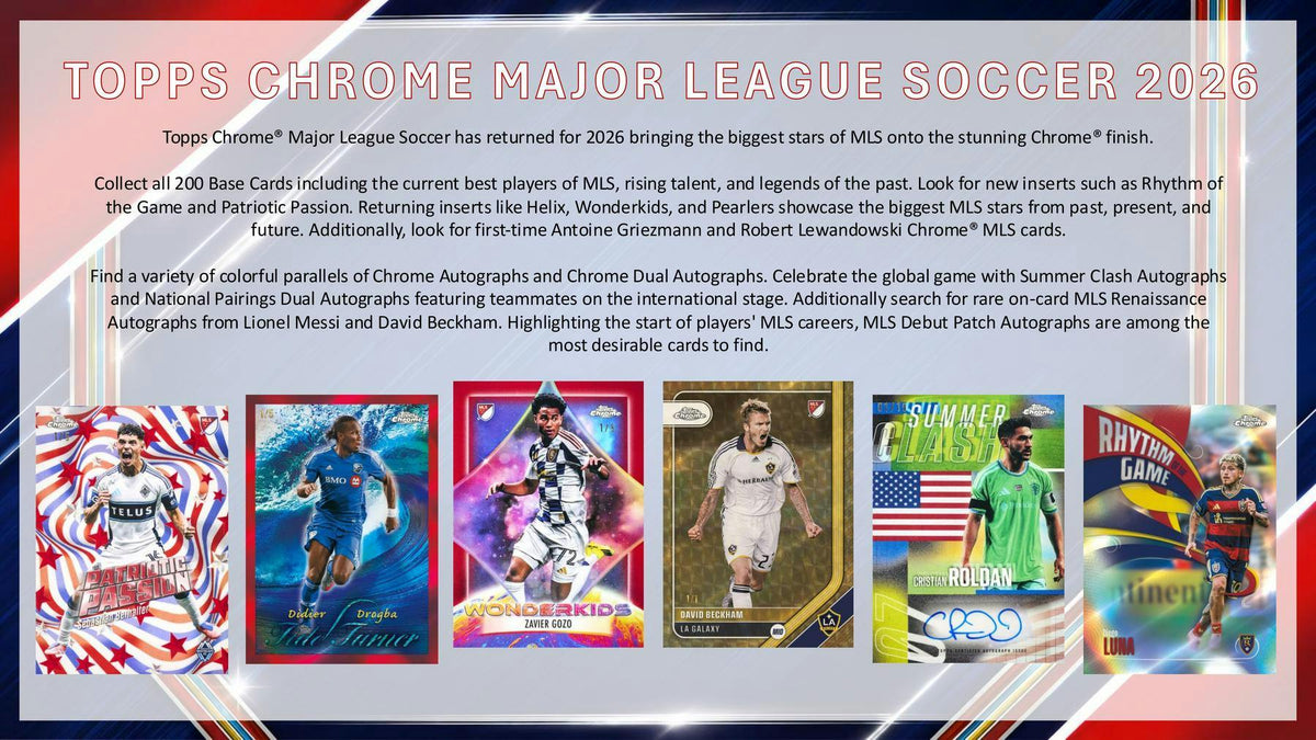 2026 Topps Chrome MLS Major League Soccer Hobby Box | Columbia Hobby - Sports Card Boxes - Toploaders - Card Savers.