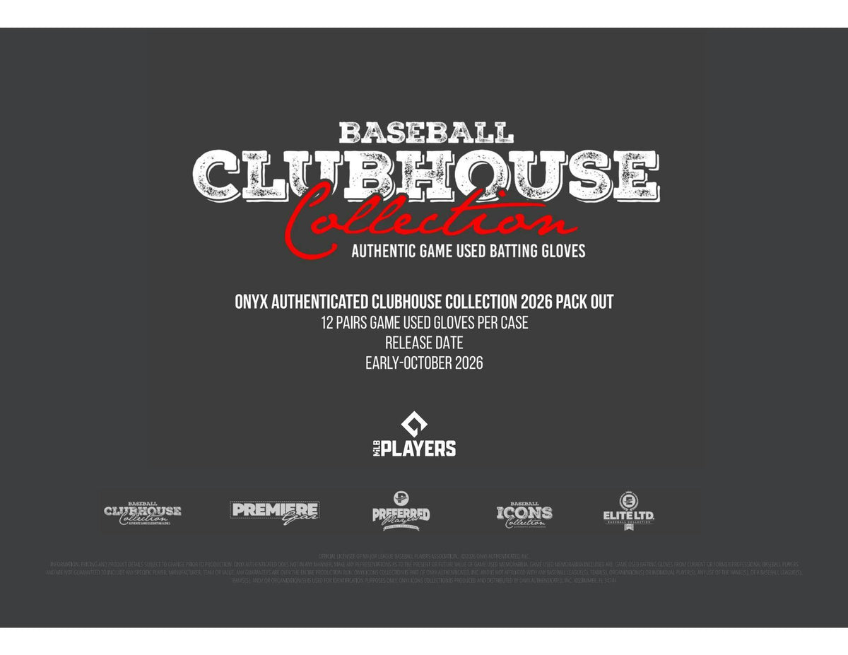 2026 Onyx Clubhouse Collection Baseball Game Used Batting Glove Hobby Box sell sheet 2