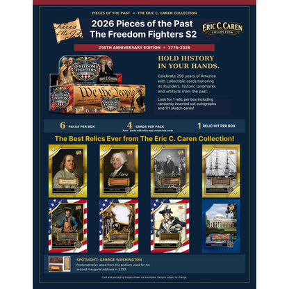 2026 Keepsake Pieces of the Past The Freedom Fighters Series 2 250th Anniversary Hobby Box sell sheet 1
