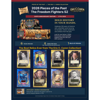 2026 Keepsake Pieces of the Past The Freedom Fighters Series 2 250th Anniversary Hobby Box sell sheet 2