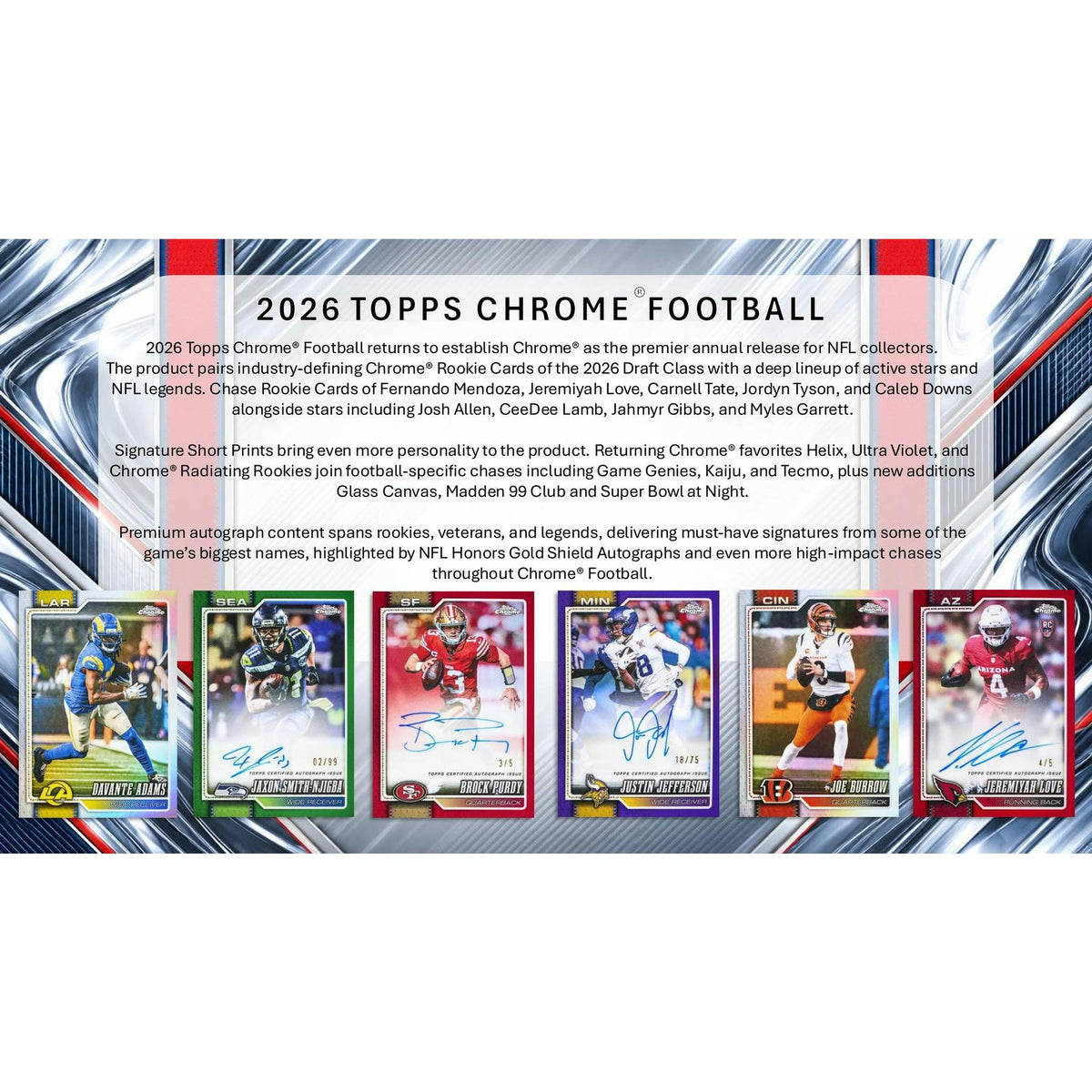 2026 Topps Chrome Football Hobby Box sell sheet 2