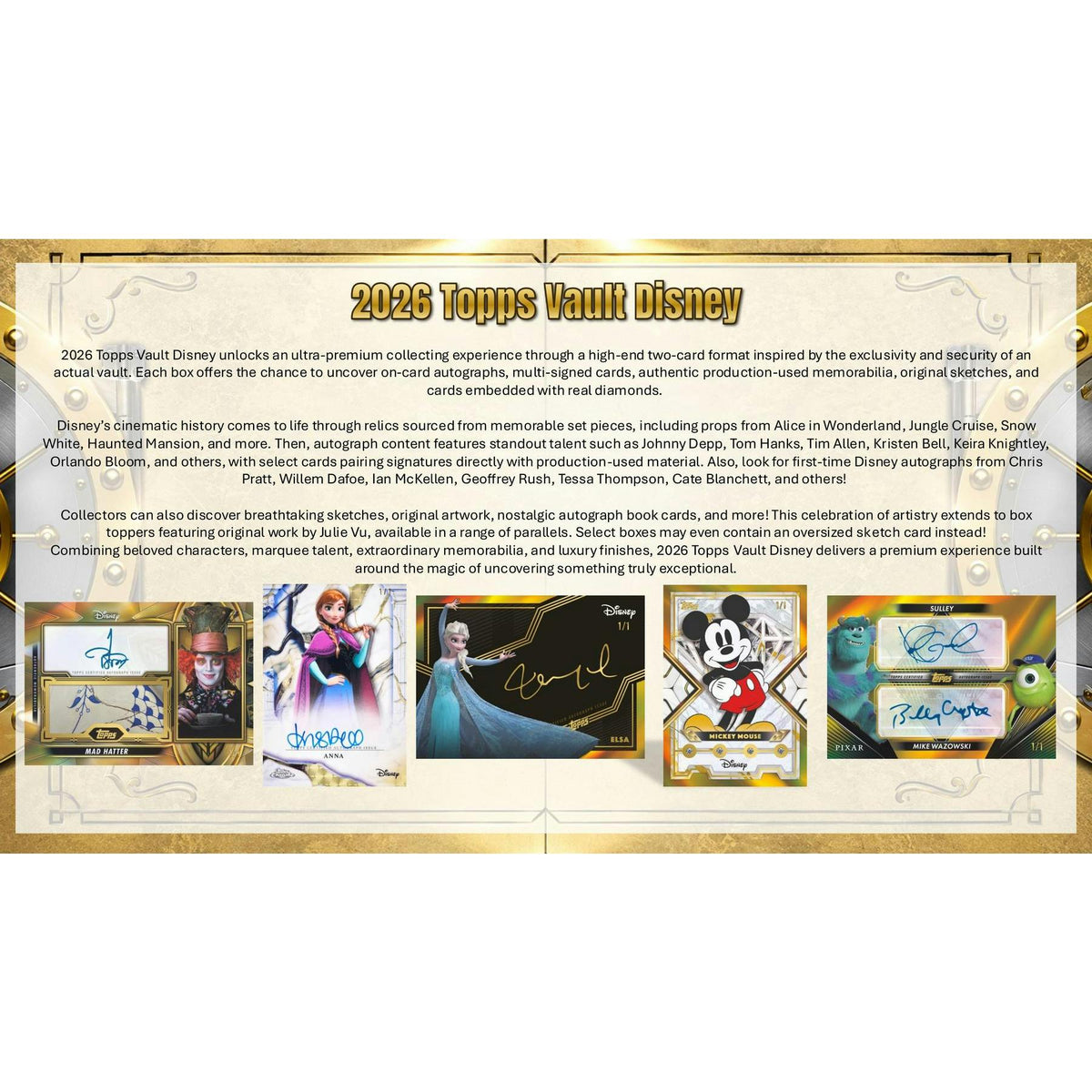 2026 Topps Vault Disney Hobby Box sell sheet 2
