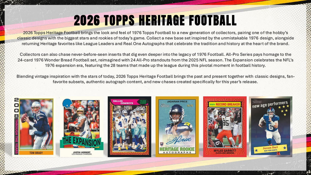 2026 Topps Heritage Football Mega Box sell sheet 2