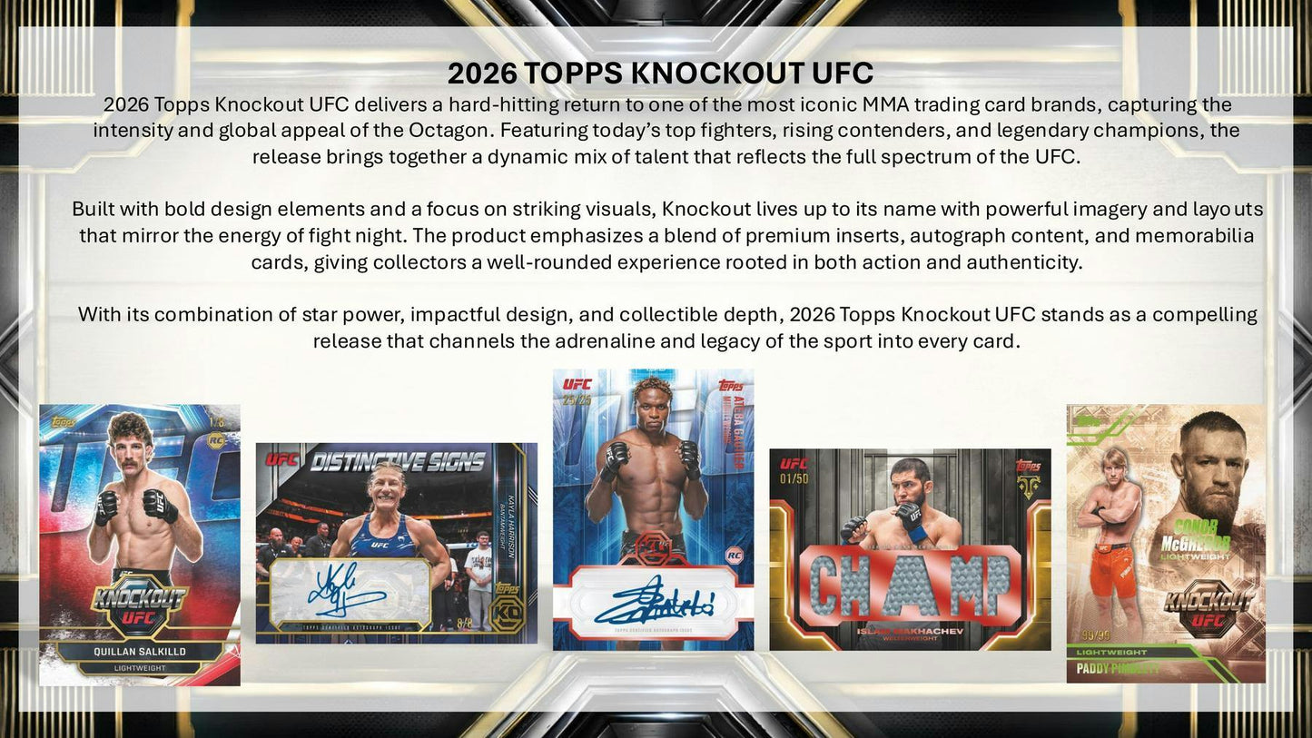 2026 Topps Knockout UFC Hobby Box | Columbia Sports Cards | Columbia Hobby - Sports Card Boxes - Toploaders - Card Savers.