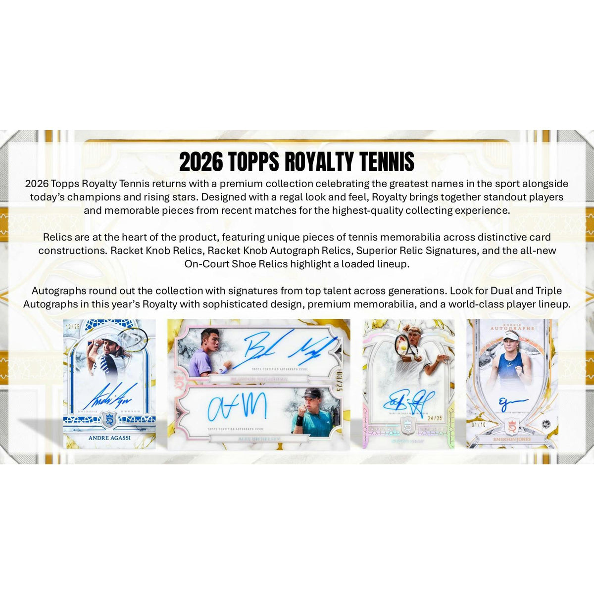 2026 Topps Royalty Tennis Hobby Box sell sheet 2
