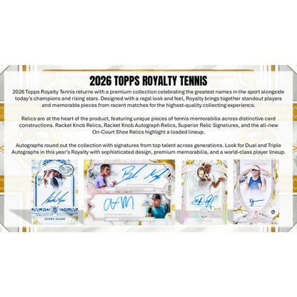 2026 Topps Royalty Tennis Hobby Box sell sheet 2