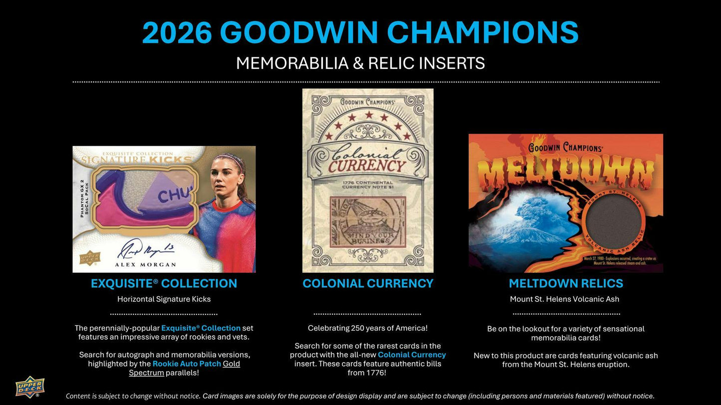 2026 Upper Deck Goodwin Champions Hobby Box | Columbia Sports Cards | Columbia Hobby - Sports Card Boxes - Toploaders - Card Savers.
