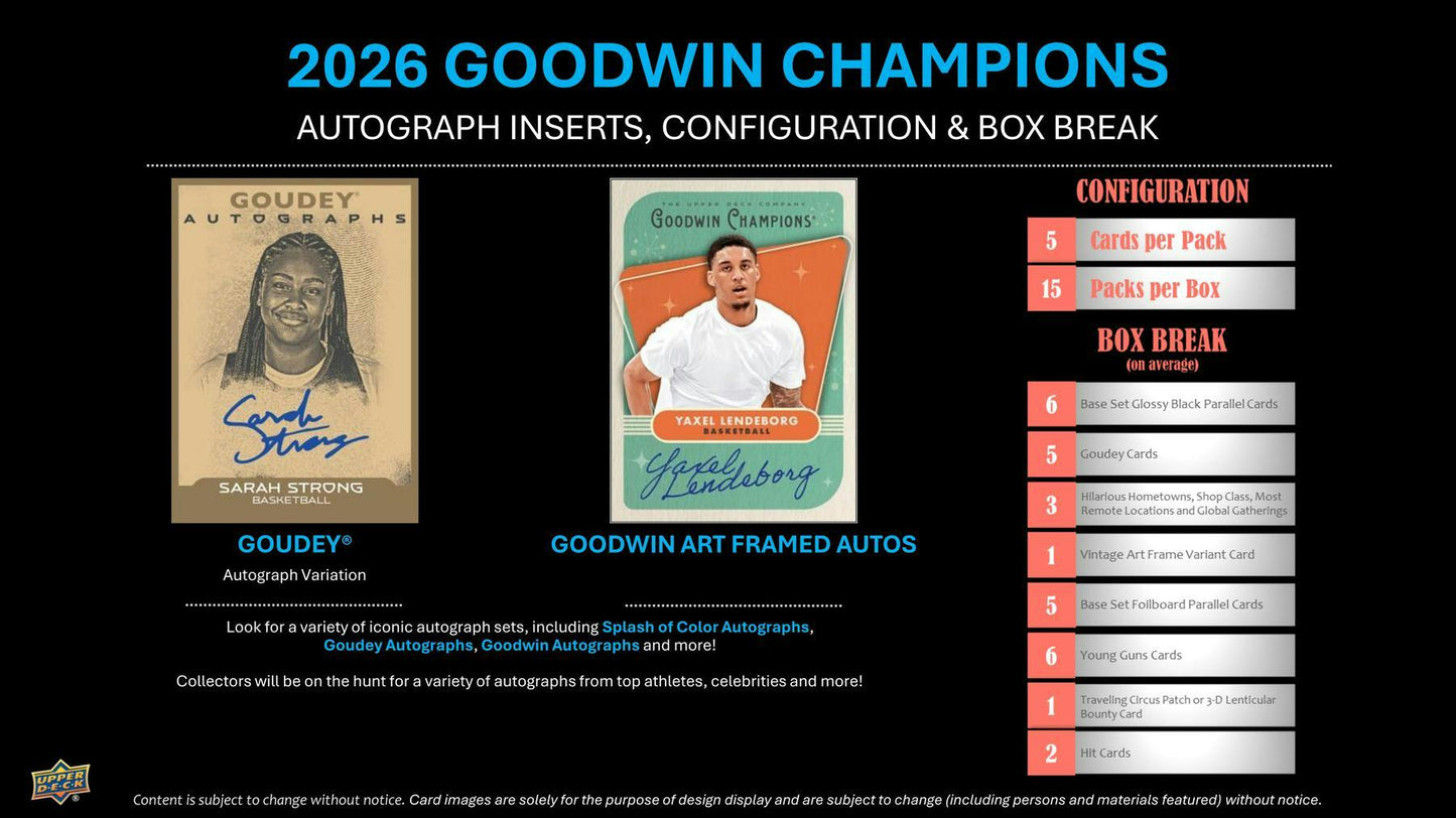 2026 Upper Deck Goodwin Champions Hobby Box | Columbia Sports Cards | Columbia Hobby - Sports Card Boxes - Toploaders - Card Savers.