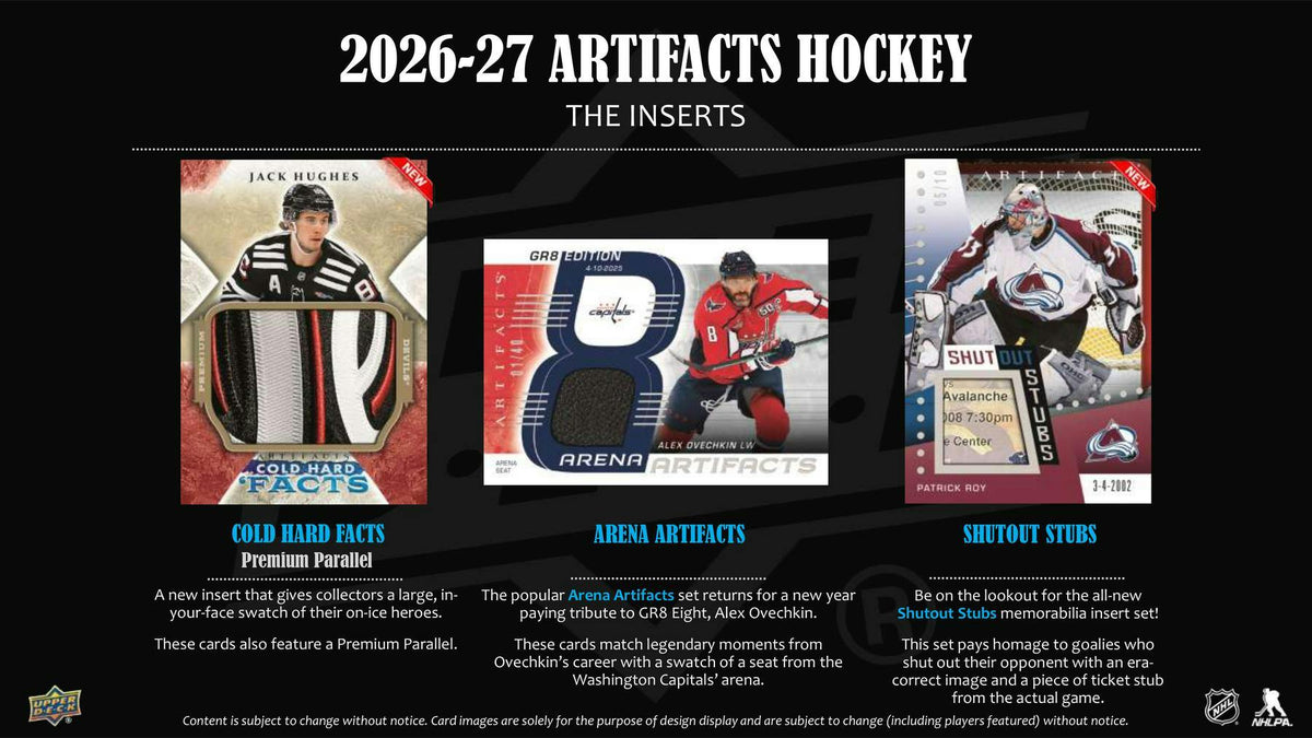 2026/27 Upper Deck Artifacts Hockey Hobby Box | Columbia Hobby - Sports Card Boxes - Toploaders - Card Savers.