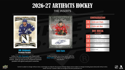 2026/27 Upper Deck Artifacts Hockey Hobby Box | Columbia Hobby - Sports Card Boxes - Toploaders - Card Savers.