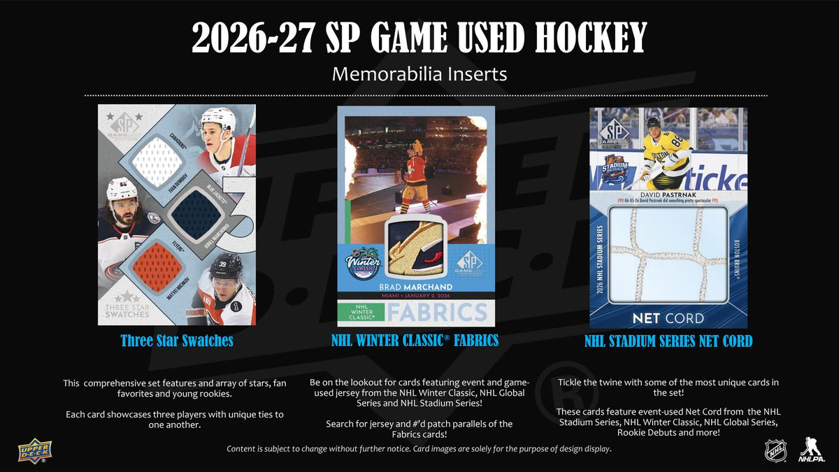 2026/27 Upper Deck SP Game Used Hockey Hobby Box sell sheet 3