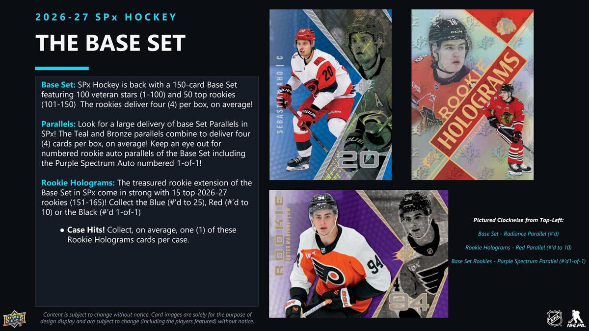 2026/27 Upper Deck SPx Hockey Hobby Box sell sheet 3