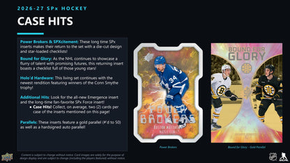 2026/27 Upper Deck SPx Hockey Hobby Box sell sheet 4