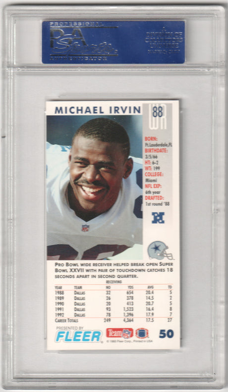 MICHAEL IRVIN 1993 Fleer Gameday #50 PSA 10 GEM MINT - COWBOYS Pop 4