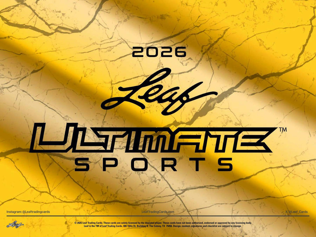 2026 Leaf Ultimate Sports Hobby Box
2026 Leaf Ultimate Sports premium autograph cards
2026 Leaf Ultimate Sports memorabilia cards featuring sports stars and legends
2026 Leaf Ultimate Sports multi-signed autograph cards
2026 Leaf Ultimate Sports XII 12-piece memorabilia cards
2026 Leaf Ultimate Sports premium multi-player booklet cards
