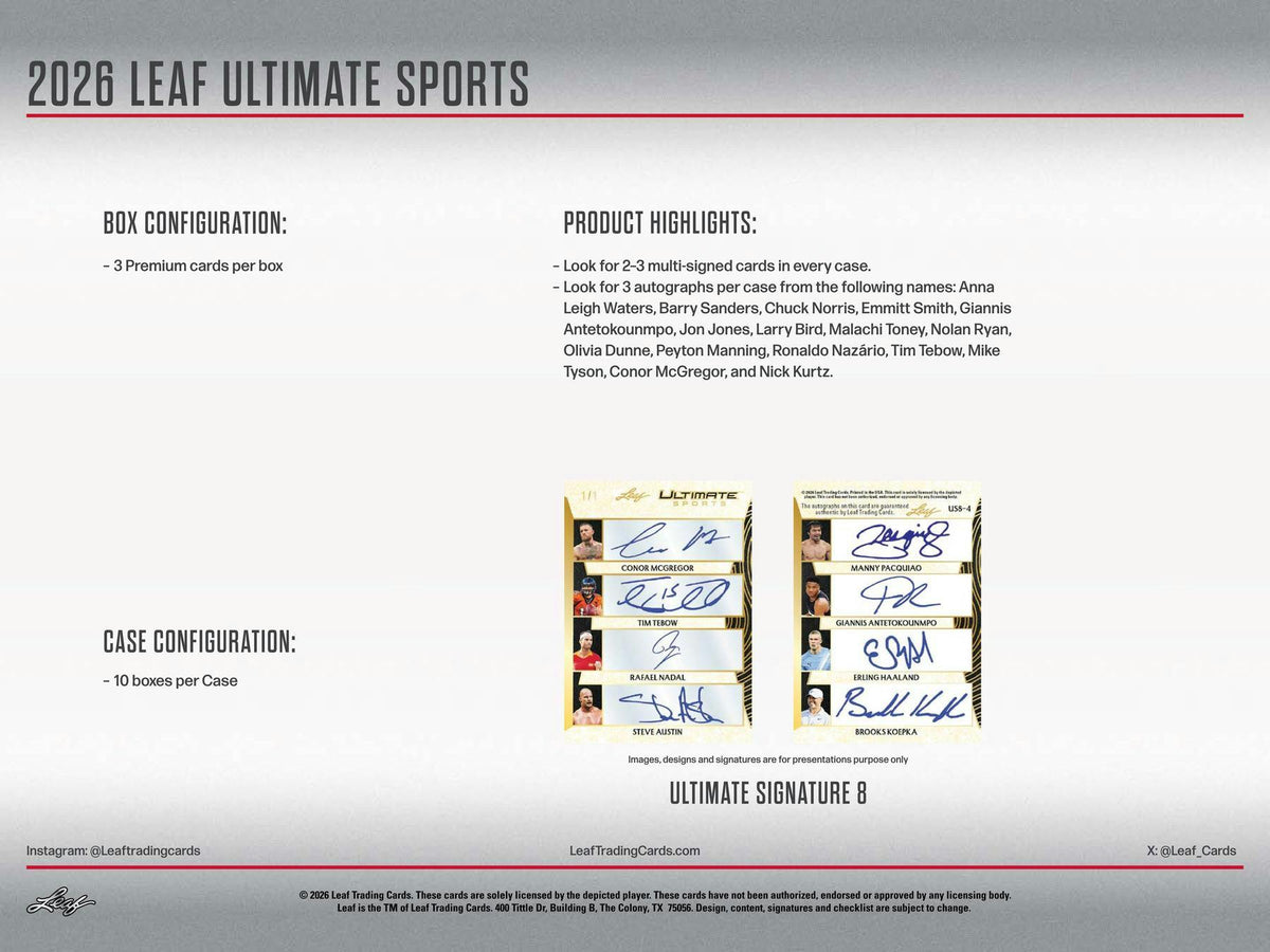 2026 Leaf Ultimate Sports Hobby Box | Columbia Hobby - Sports Card Boxes - Toploaders - Card Savers.