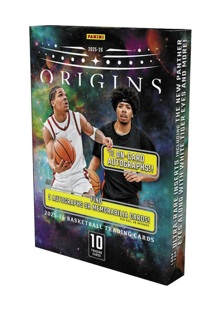 2025/26 Panini Origins Basketball Hobby Box
Panini Origins Basketball autograph cards and rookie signatures
Panini Origins Basketball White Tiger Eyes and Panther Eyes SSP inserts
Panini Origins Basketball memorabilia and Rookie Hats cards