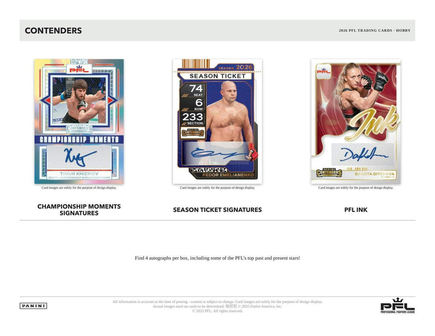 2026 Panini Contenders Professional Fighters League PFL Hobby Box | Columbia Sports Cards | Columbia Hobby - Sports Card Boxes - Toploaders - Card Savers.