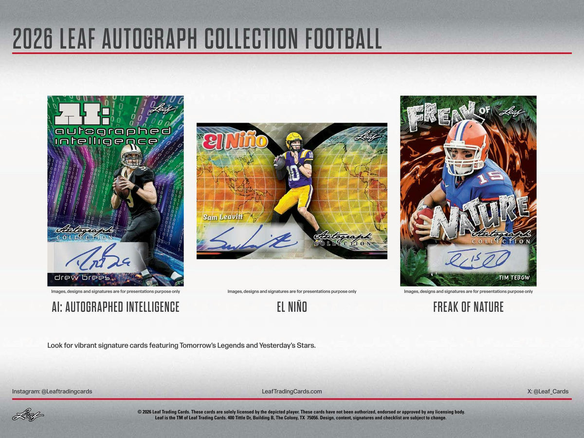 2026 Leaf Autograph Collection Football Hobby Box | Columbia Hobby - Sports Card Boxes - Toploaders - Card Savers.