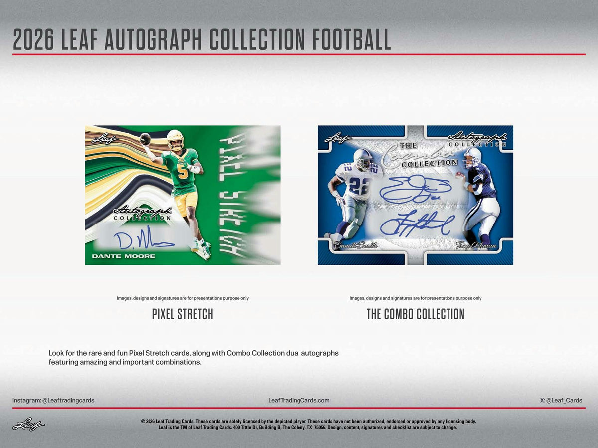 2026 Leaf Autograph Collection Football Hobby Box | Columbia Hobby - Sports Card Boxes - Toploaders - Card Savers.
