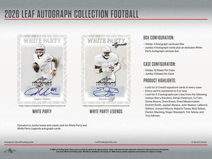 2026 Leaf Autograph Collection Football Hobby Box | Columbia Hobby - Sports Card Boxes - Toploaders - Card Savers.
