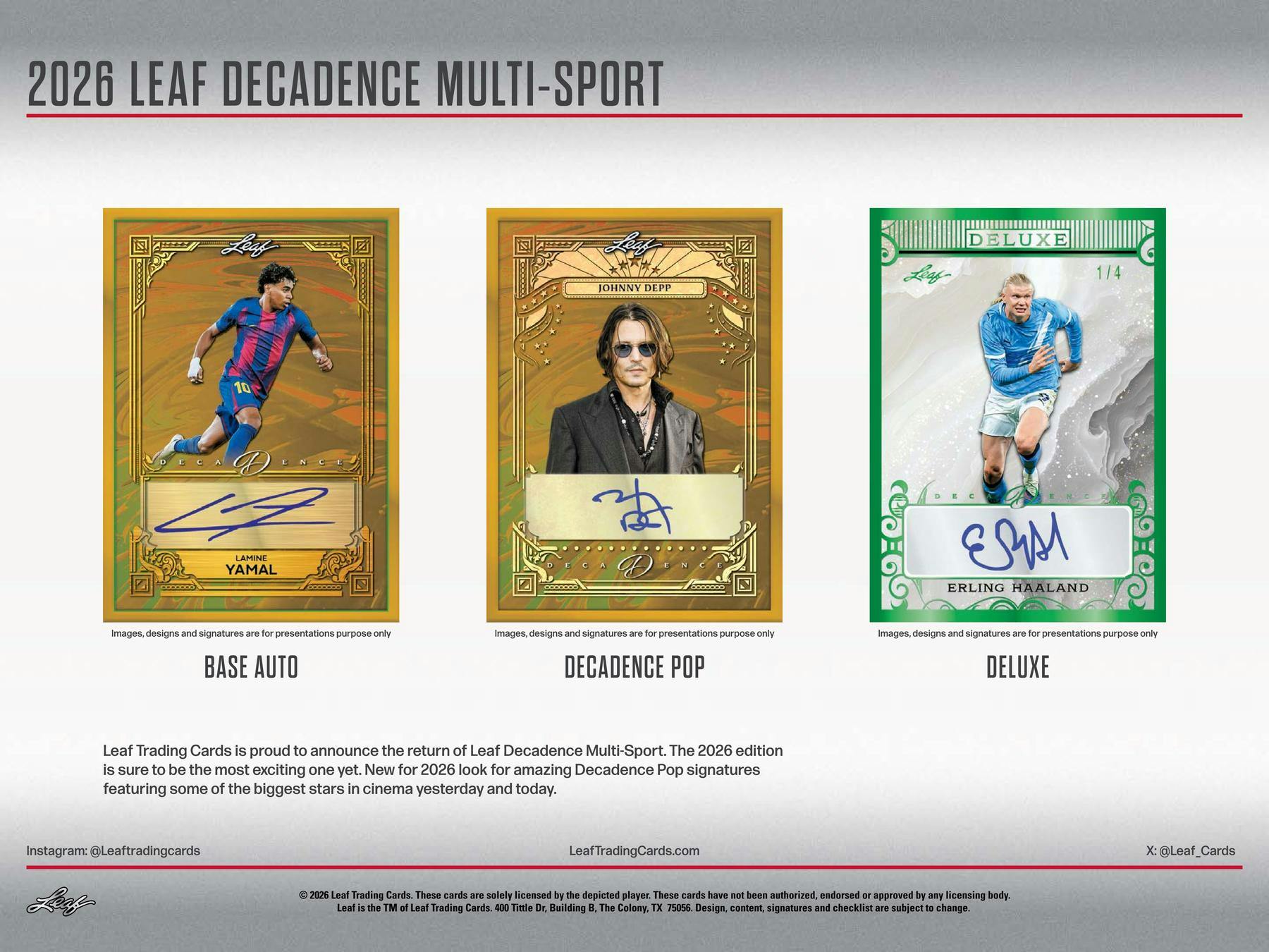 2026 Leaf Decadence Multisport Hobby Box | Columbia Sports Cards | Columbia Hobby - Sports Card Boxes - Toploaders - Card Savers.