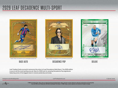 2026 Leaf Decadence Multisport Hobby Box | Columbia Sports Cards | Columbia Hobby - Sports Card Boxes - Toploaders - Card Savers.
