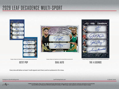 2026 Leaf Decadence Multisport Hobby Box | Columbia Sports Cards | Columbia Hobby - Sports Card Boxes - Toploaders - Card Savers.