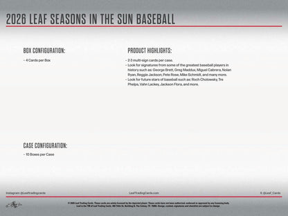 2026 Leaf Seasons in the Sun Baseball Hobby Box | Columbia Sports Cards | Columbia Hobby - Sports Card Boxes - Toploaders - Card Savers.