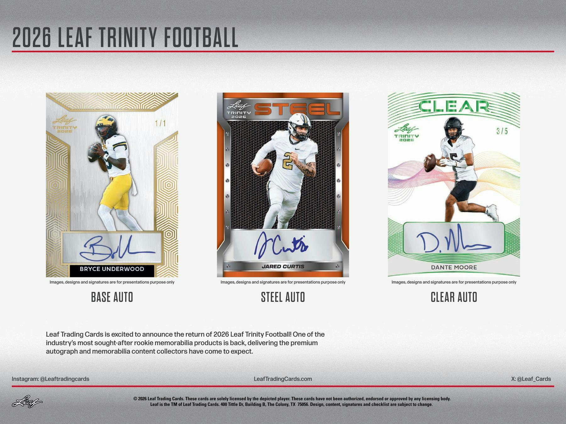 2026 Leaf Trinity Football Hobby Box | Columbia Sports Cards | Columbia Hobby - Sports Card Boxes - Toploaders - Card Savers.