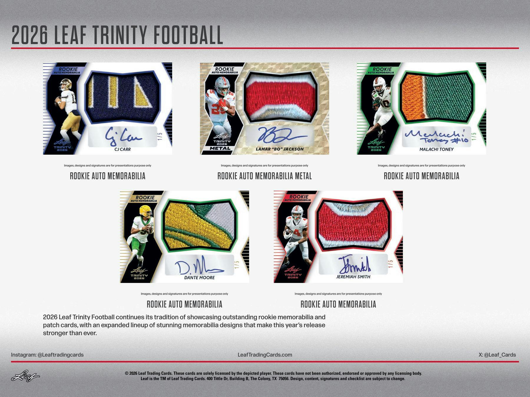 2026 Leaf Trinity Football Hobby Box | Columbia Sports Cards | Columbia Hobby - Sports Card Boxes - Toploaders - Card Savers.