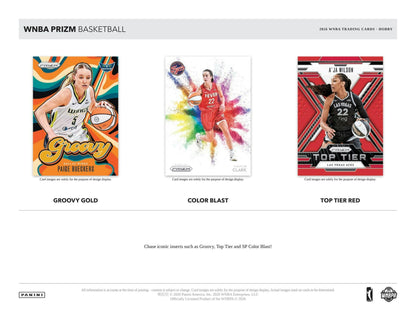 2026 Panini Prizm WNBA Basketball insert cards - Groovy Gold, Color Blast and Top Tier Red