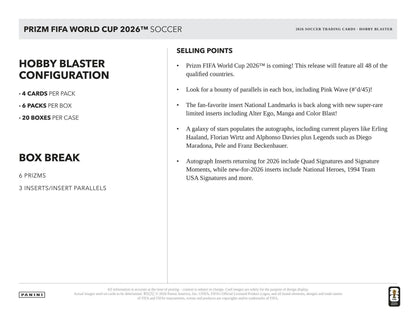 2026 Panini Prizm FIFA World Cup Soccer Blaster Hobby Box | Columbia Sports Cards | Columbia Hobby - Sports Card Boxes - Toploaders - Card Savers.