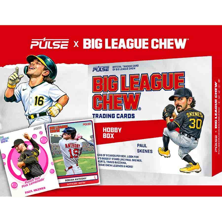 2026 Pulse x Big League Chew Baseball Hobby Box
2026 Pulse x Big League Chew Baseball autograph card
2026 Pulse x Big League Chew Baseball numbered card
2026 Pulse x Big League Chew Roman Anthony baseball card
2026 Pulse x Big League Chew Paul Skenes baseball card
2026 Pulse x Big League Chew Nick Kurtz baseball card
2026 Pulse x Big League Chew Trey Yesavage baseball card