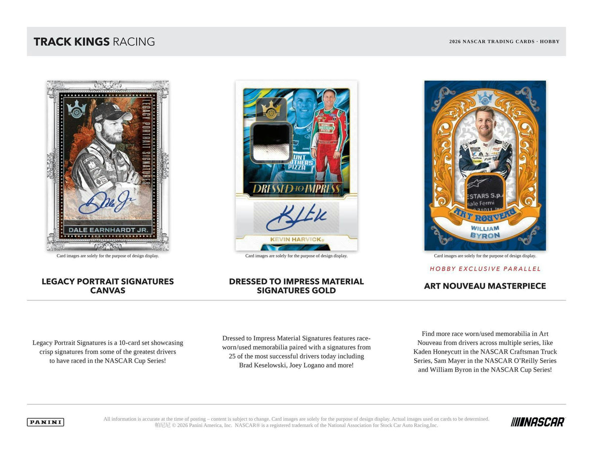 2026 Panini Track Kings NASCAR Racing Hobby Box sell sheet 4
