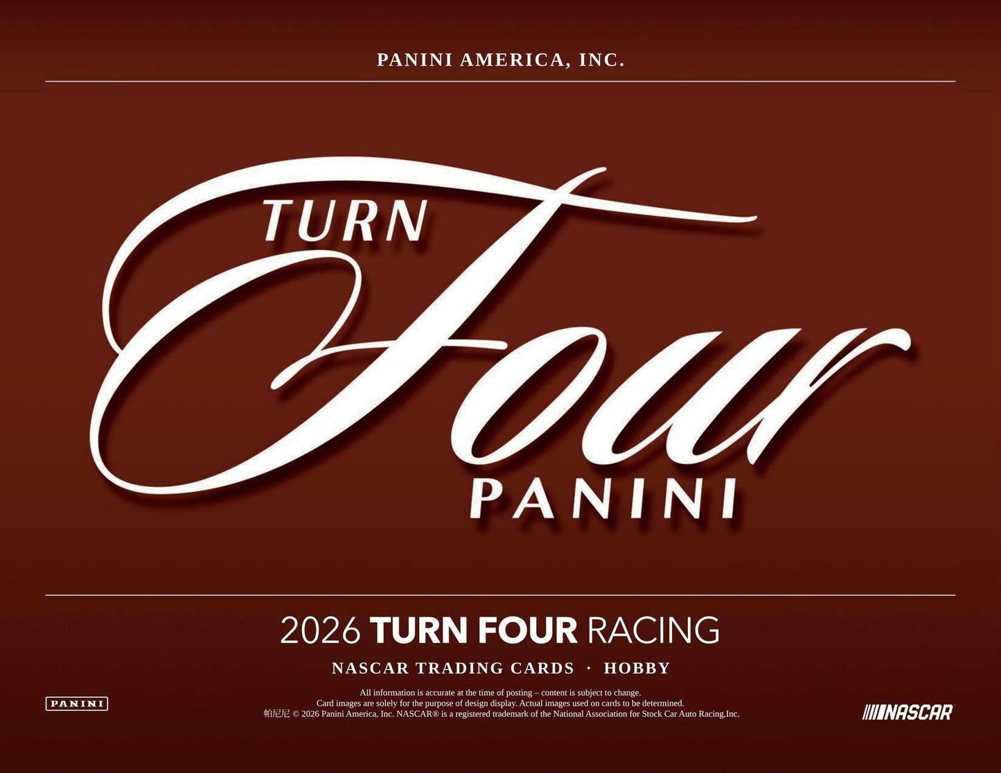 2026 Panini Turn Four Racing Hobby Box | Columbia Sports Cards | Columbia Hobby - Sports Card Boxes - Toploaders - Card Savers.