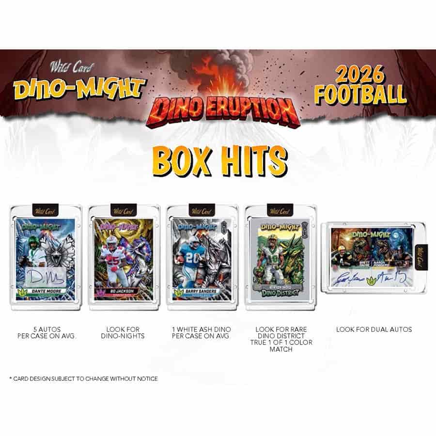 2026 Wild Card Dino-Might Football Dino Eruption Hobby Box | Columbia Sports Cards | Columbia Hobby - Sports Card Boxes - Toploaders - Card Savers.