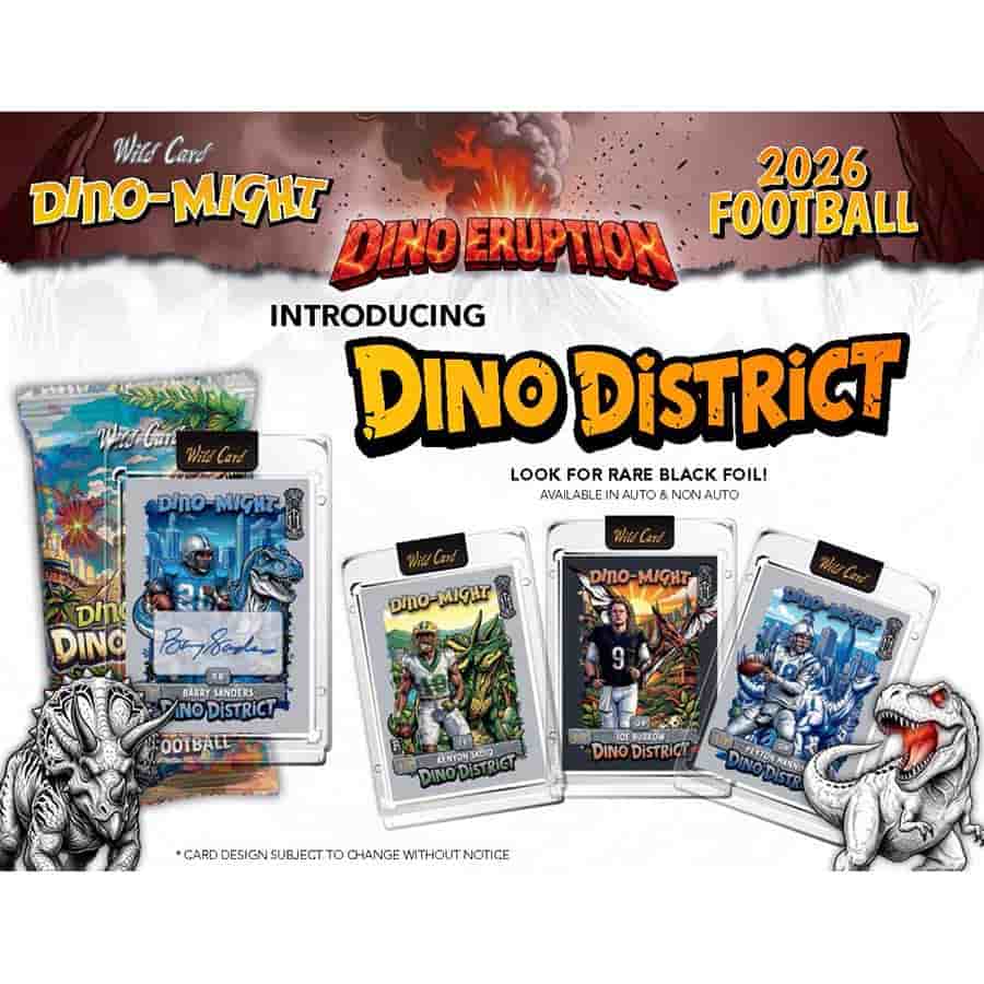 2026 Wild Card Dino-Might Football Dino Eruption Hobby Box | Columbia Sports Cards | Columbia Hobby - Sports Card Boxes - Toploaders - Card Savers.