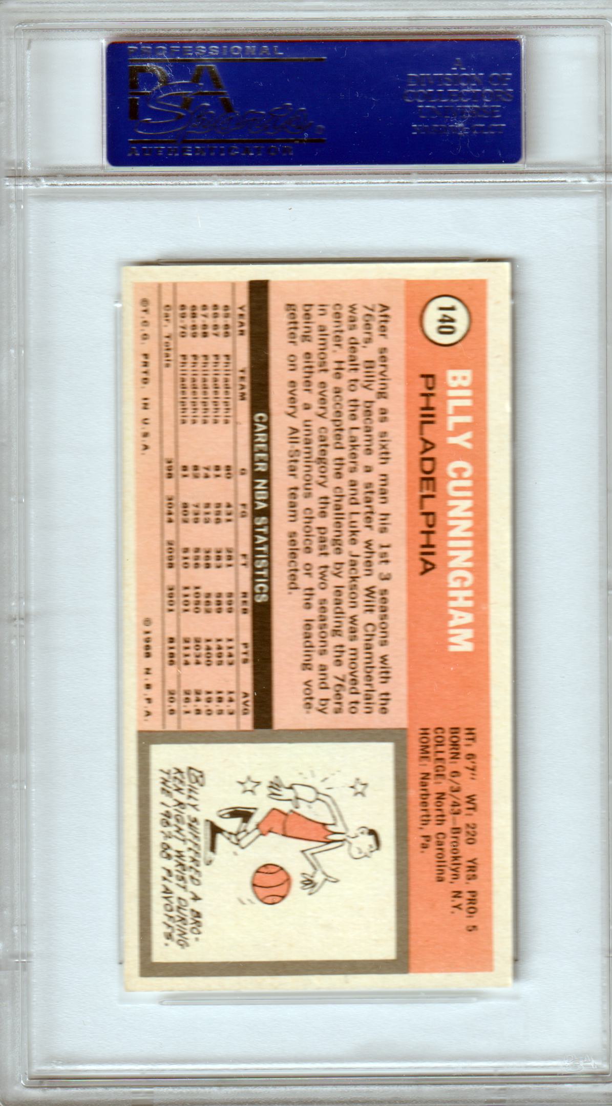 BILLY CUNNINGHAM 1970-71 Topps #140 PSA 6 EX-MT - 76ERS