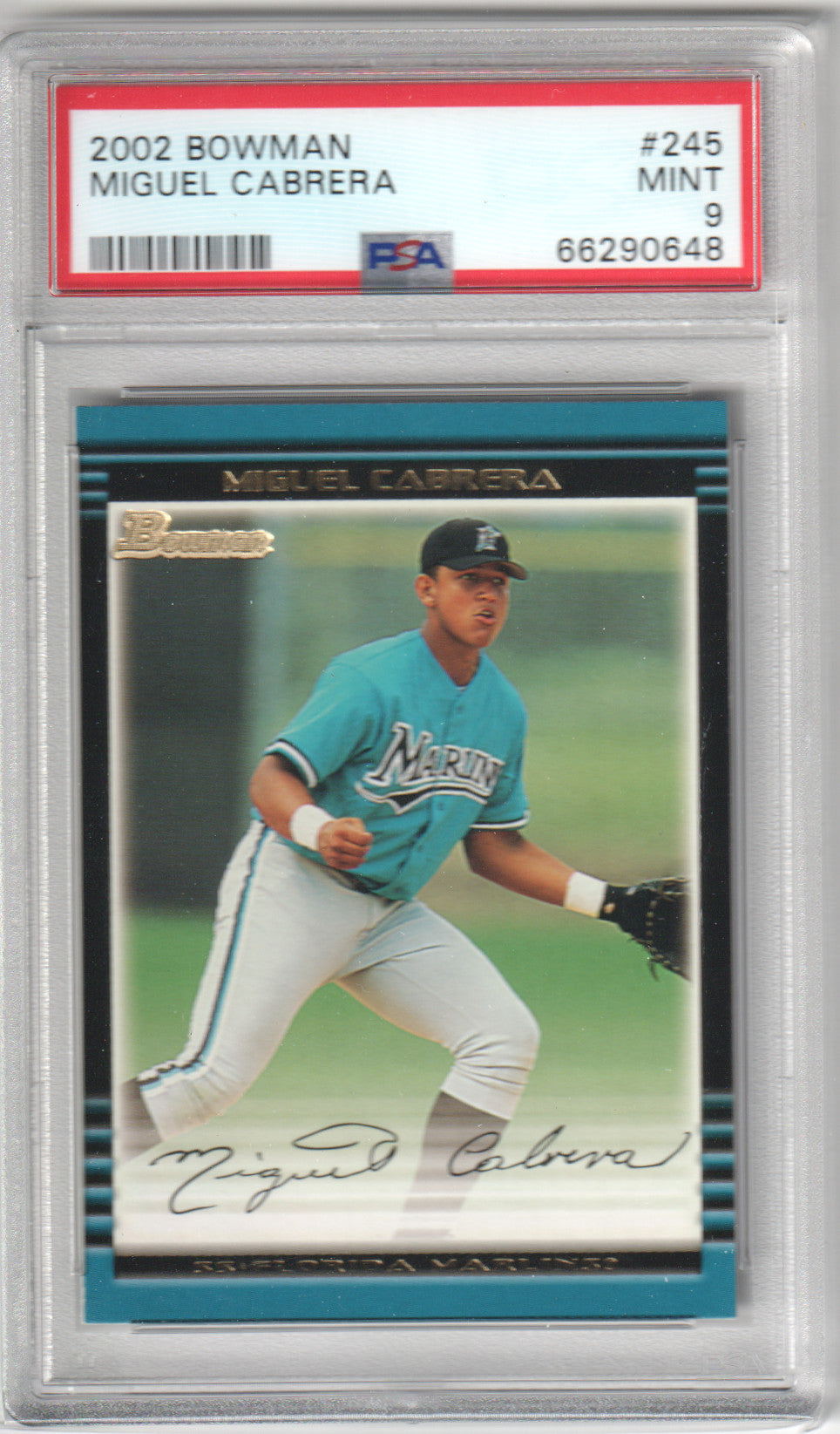 MIGUEL CABRERA 2002 Bowman RC Rookie #245 PSA 9 MINT - MARLINS