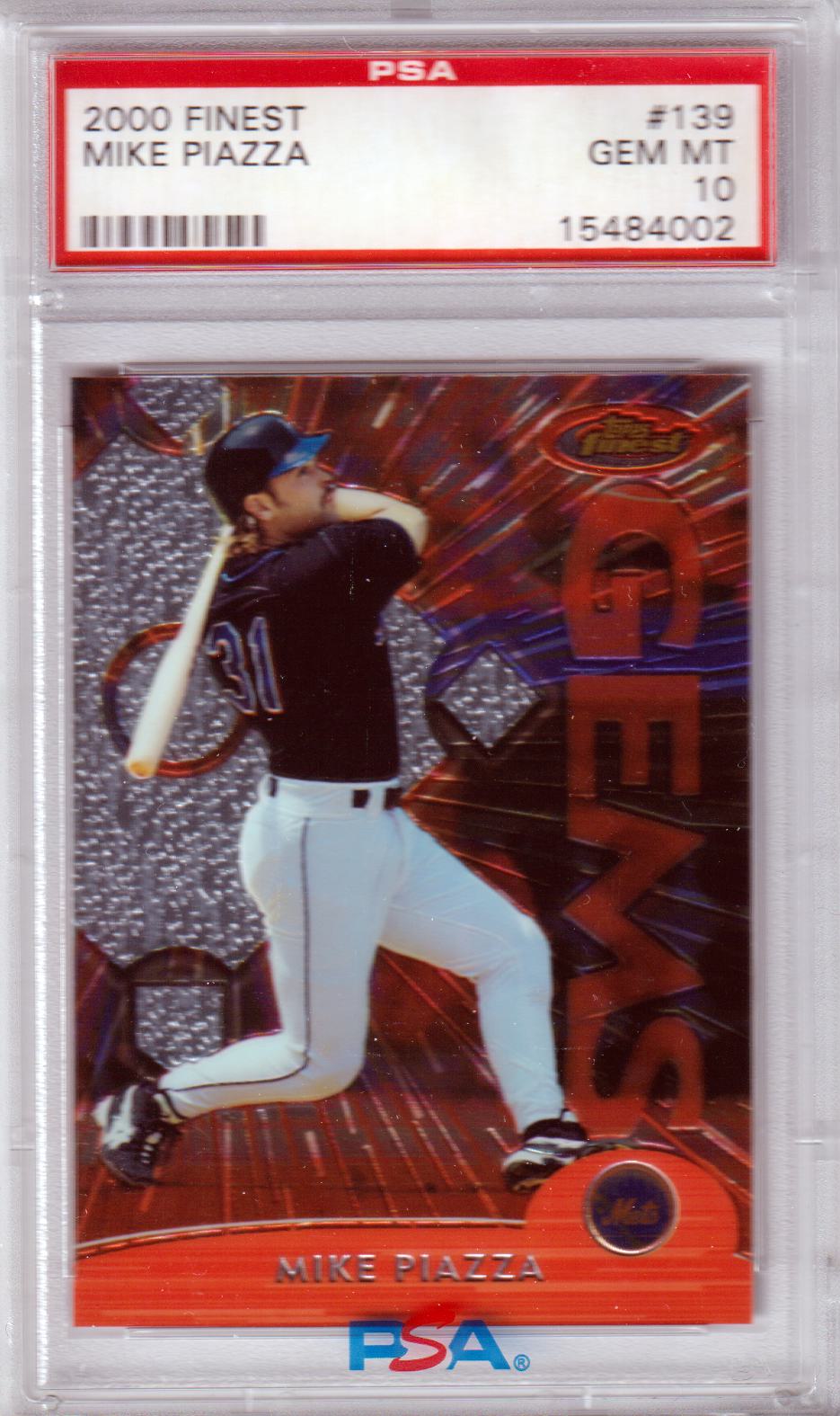 MIKE PIAZZA 2000 Topps Finest #139 PSA 10 GEM MINT - METS